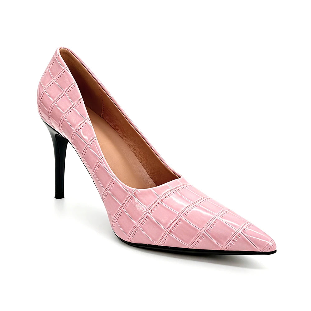 Women Pink Heels 3.54 Inch 9cm PU Leather Ankle Strap Pumps Office Party Shoes Comfortable Non Slip Coquette Date Night Oasis Select