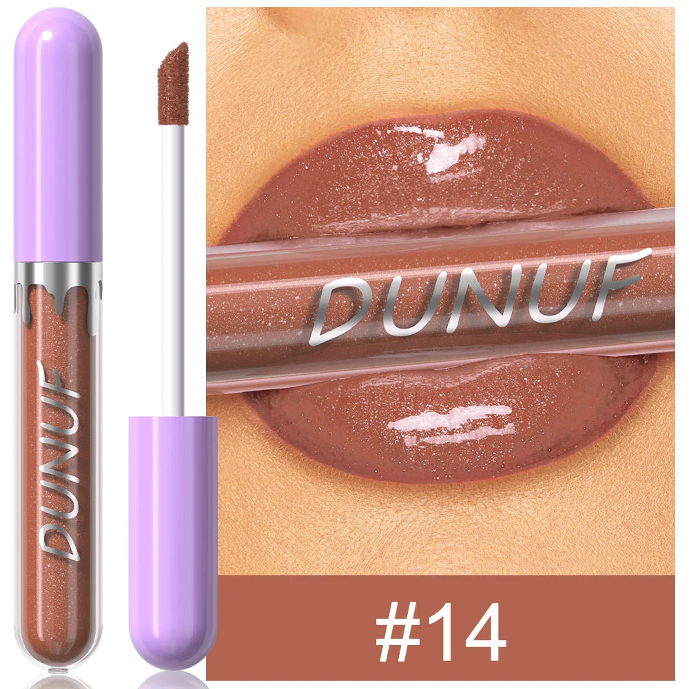 DUNUF Pearl Lip Gloss Moisturizing Lip Gloss Easy Color Lipstick Oasis Select 14
