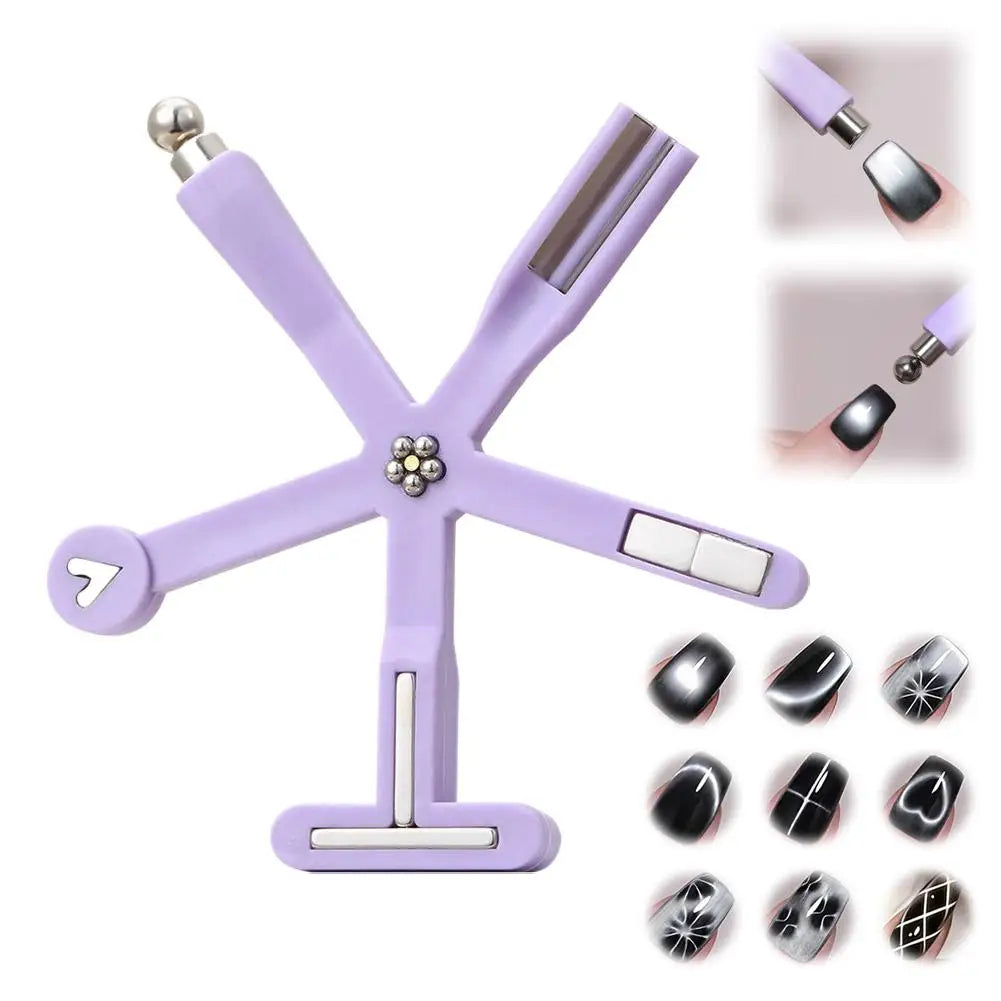 8-in-1 Cat Eye Nail Magnet – Heart, Flower & Starfish Designs Nail Art Magnet Oasis Select purple