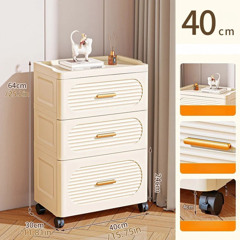 15.75 Inch Multifunctional Drawer Storage Cabinet,3-6 Tier Rolling Mobile Organizer,Large Capacity for Snacks/Clothes/Books Oasis Select 3 layers-heightened