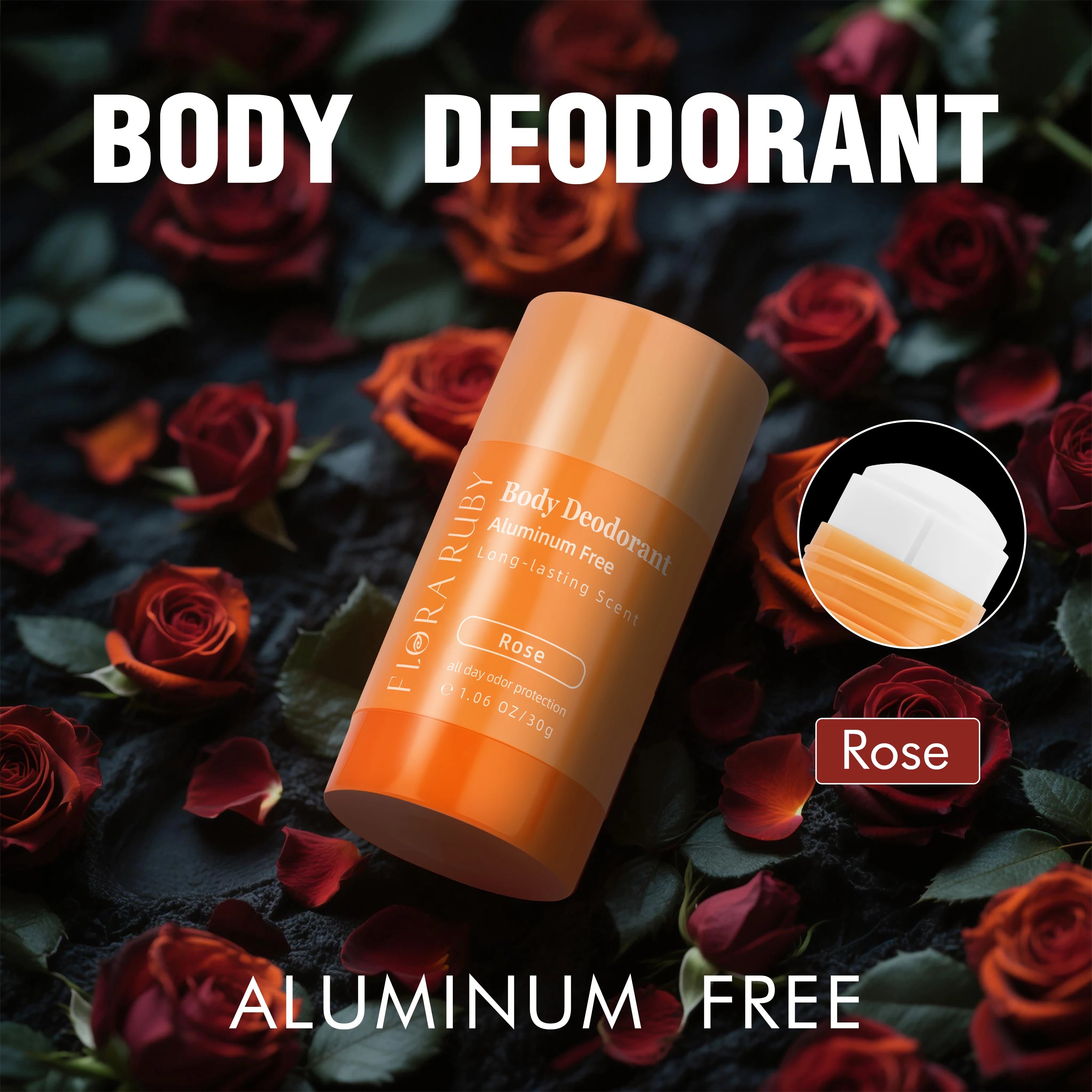 Flora Deodorant Stick aluminum free 30g/1.06oz plant extration long lasting scent super fresh all day ,easy to carry and use Oasis Select Rose