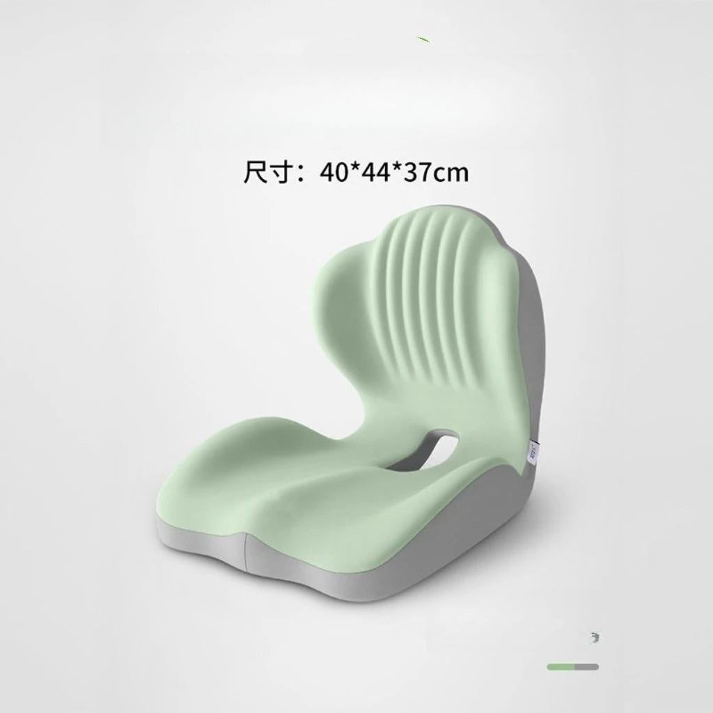 Soft Memory Cotton Seat Cushion Office Sedentary Seat Cushion Decompression Sitting Posture Correction Artifact Chair Cushion Oasis Select Gray and green