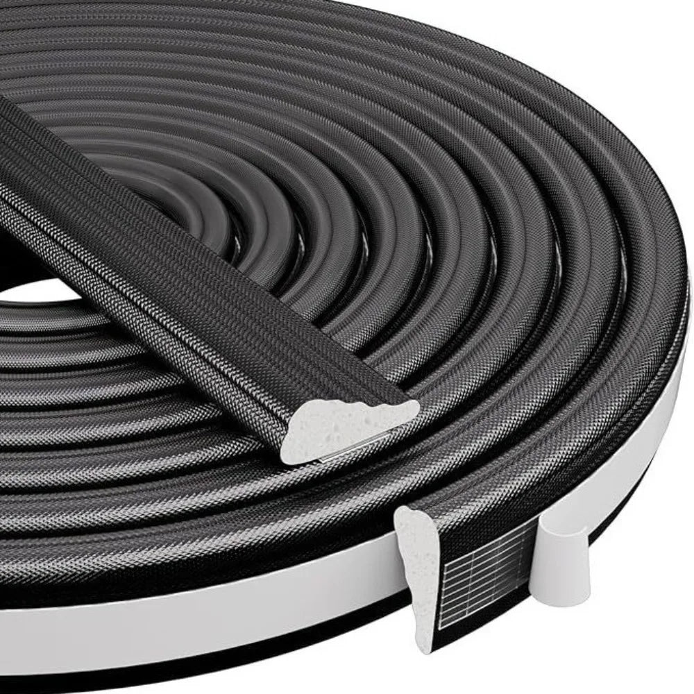 3 Meters Wedge Weather Stripping Self Adhesive Soundproof Door Window Gap Filler Waterproof PU Foam Insulation Tape Drawer Oasis Select Black