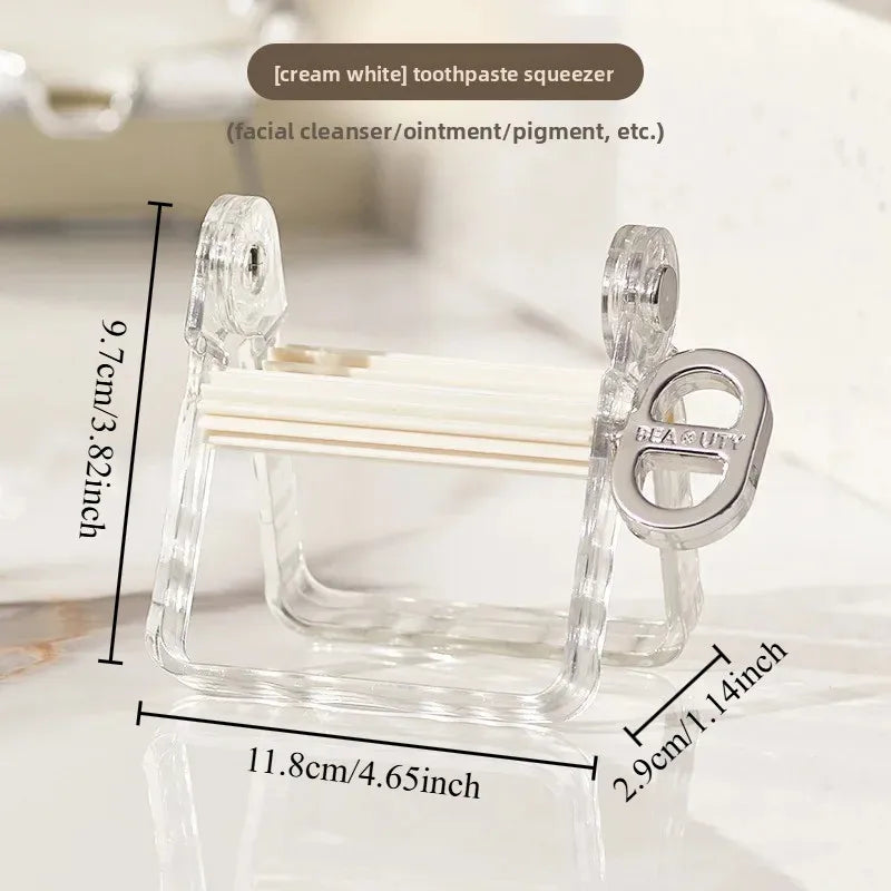 1pcs Rolling Tube Squeezer Toothpaste Dispenser Holder Multi-Purpose Cosmetic Cream Squeezer for Bathroom Makeup Organize Oasis Select Milky White