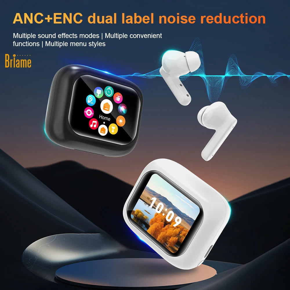 Briame Mini Bluetooth Earphones with LED Screen Wireless Headphones with Microphone for All Devices Sport Headset Game Oasis Select