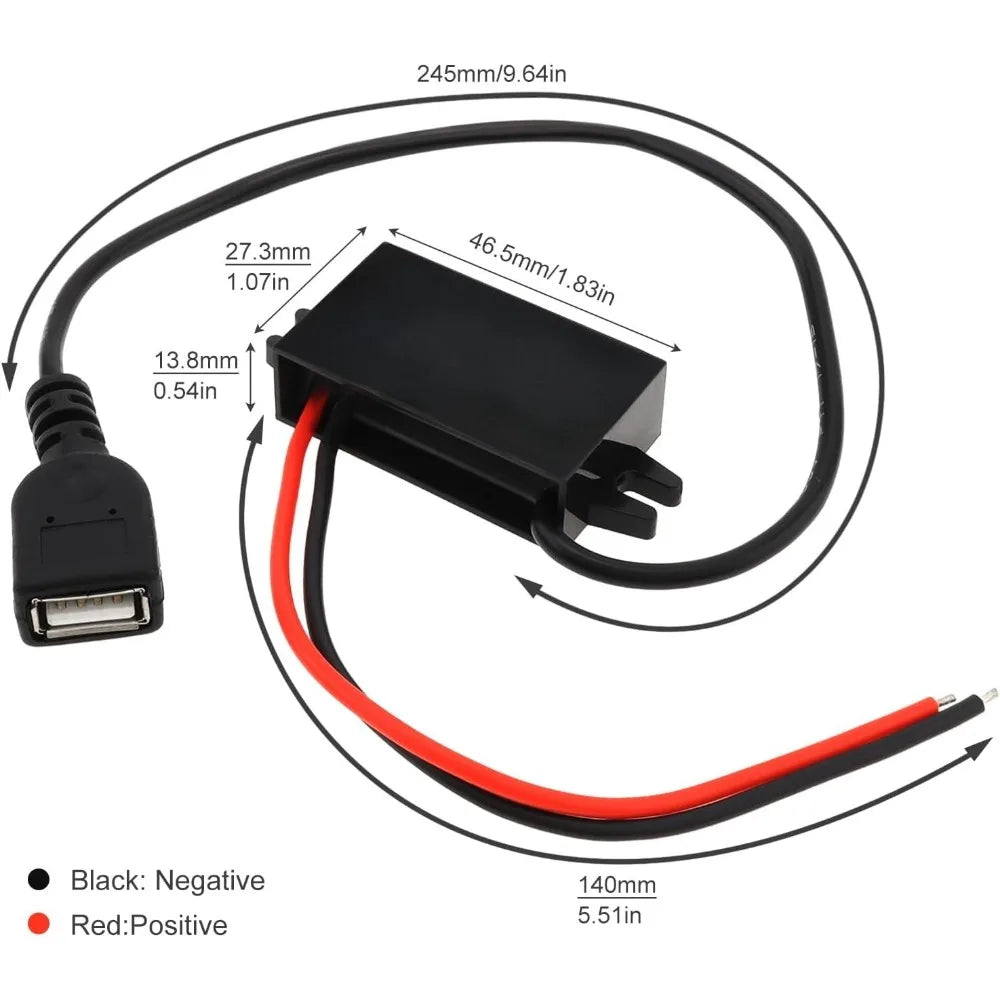 12V/24V To 5V Converter Buck Module USB Output DC-DC Step Down Power Adapter For Car Motorcycle Charger USB-A Female Connector Oasis Select