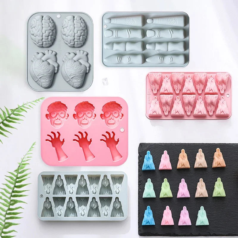 Halloween Silicone Mold – Finger, Heart & Brain for Candy & Choc