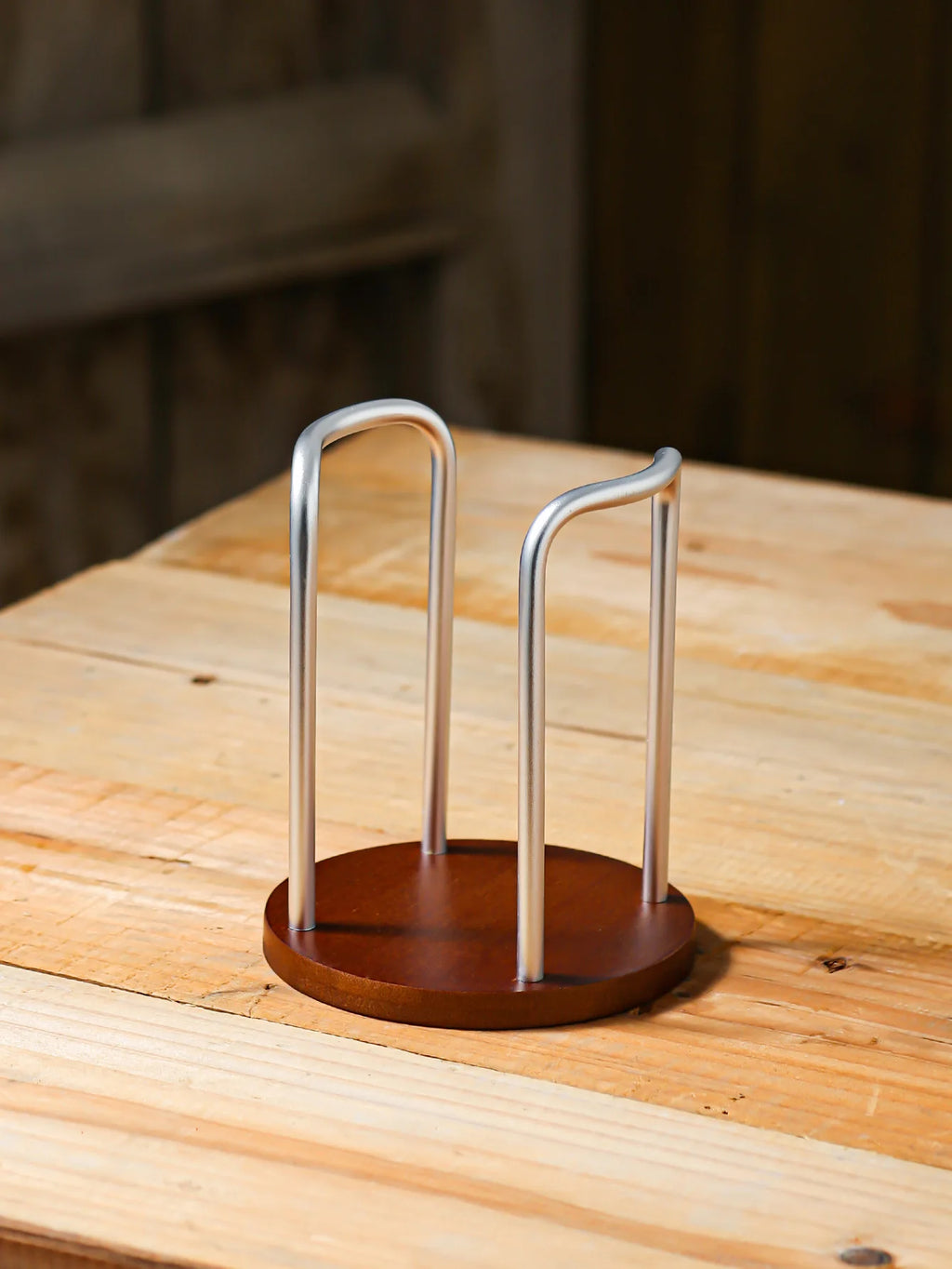 Bamboo & Aluminum Desktop Cup Holder for Coffee & Tea