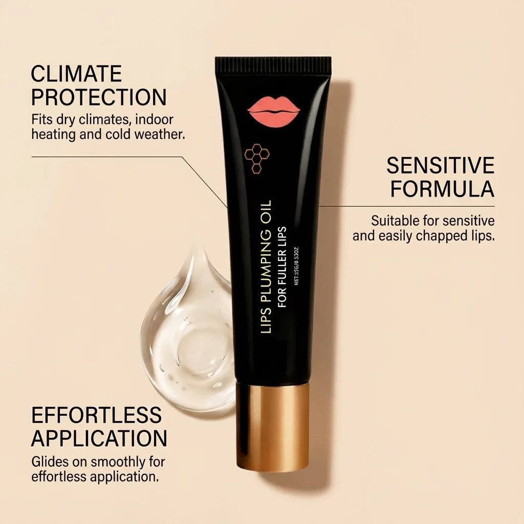 Moisturizing plumping lip oil lightweight hydrating texture gently nourishes lip without feeling sticky perfect daily lip care Oasis Select