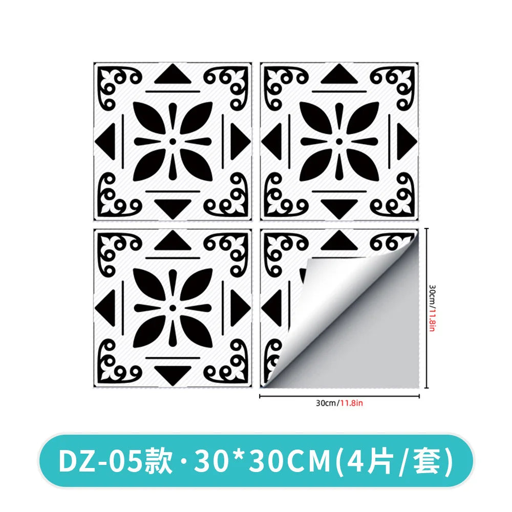 Kitchen Bathroom Oil Waterproof Non-slip Twill Floor Paste Bathroom Bedroom Living Room DIY Floor Paste Stickers Oasis Select DZ-05 30cmx30cm(4pcs-1set)