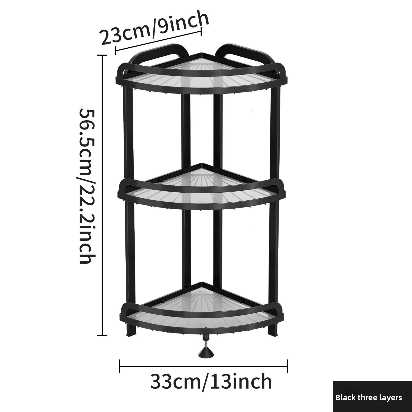 Kitchen Bathroom Shelf Countertop Corner Triangle Seasoning Rack Corner Corner Storage Rack Oasis Select Black three layers