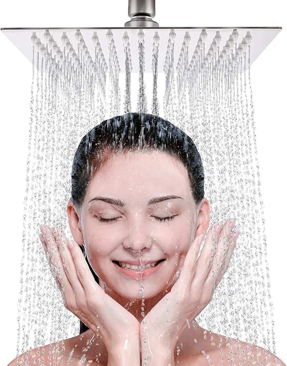 New 8/10/12Inch Rainfall Shower Heads Stainless Steel Square Showerhead Ultra Thin Waterfall Shower Head Pressurized Shower Head Oasis Select