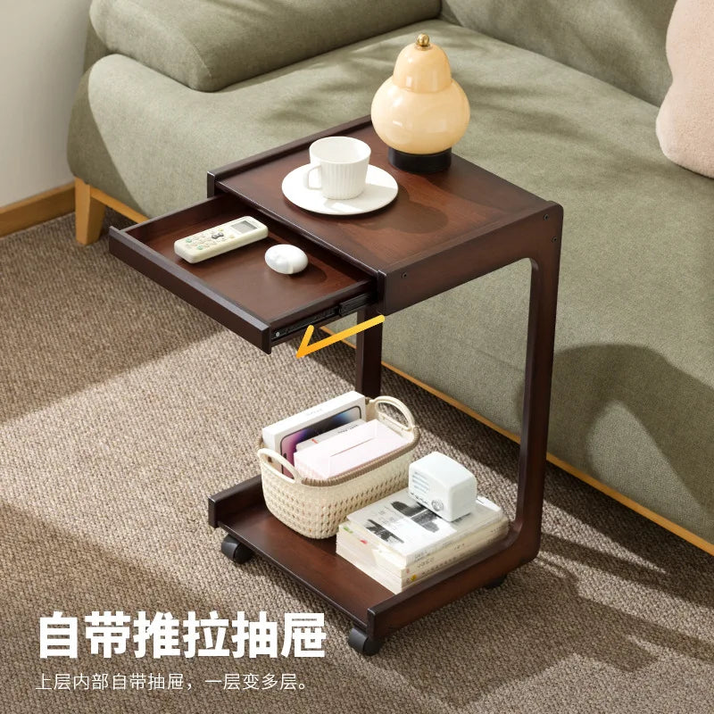 Movable side few carts, bedside with wheels and drawers, can store multi-functional modern simple coffee table Oasis Select