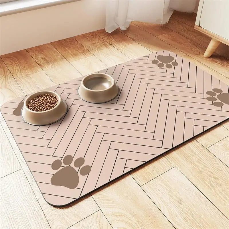 Pet Feeding Mat-Absorbent Pet Placemat For Food And Water Bowl With Waterproof Rubber Backing Quick Dry Water Mat For Dog Cat Oasis Select Khaki