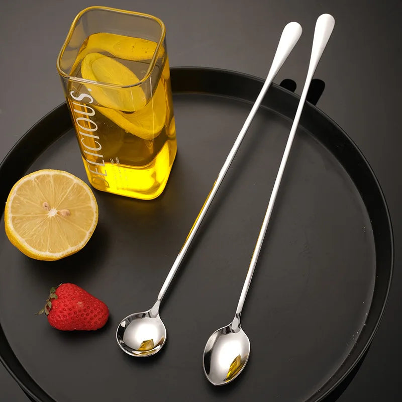 2pcs 30CM Long-handled Stainless Steel Coffee Spoon, Ice Cream Spoons Tea Stirring Spoon Holiday Kitchen Tableware Gift Oasis Select