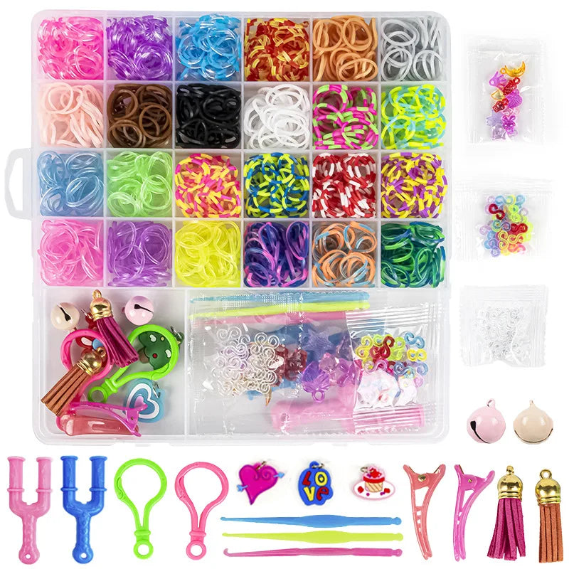 1Set Elastic Rubber Band Refill Loom Bracelet Kit Organizer for DIY Knitting Friendship Craft Girl Kid Creativity Birthday Gift Oasis Select K1420ST00