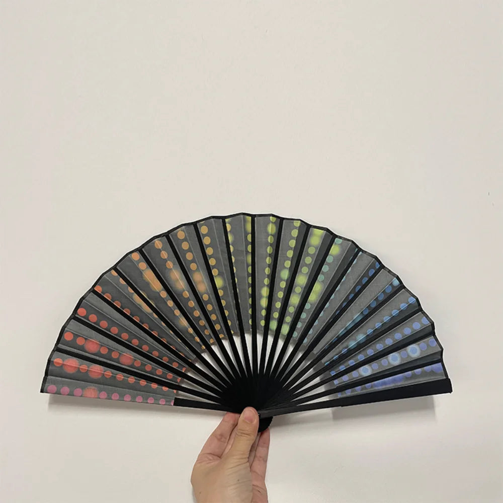 Elegant Leopard Print Folding Fan with Black Frame - Stylish Princess Theme, Lightweight & Portable for Women Oasis Select