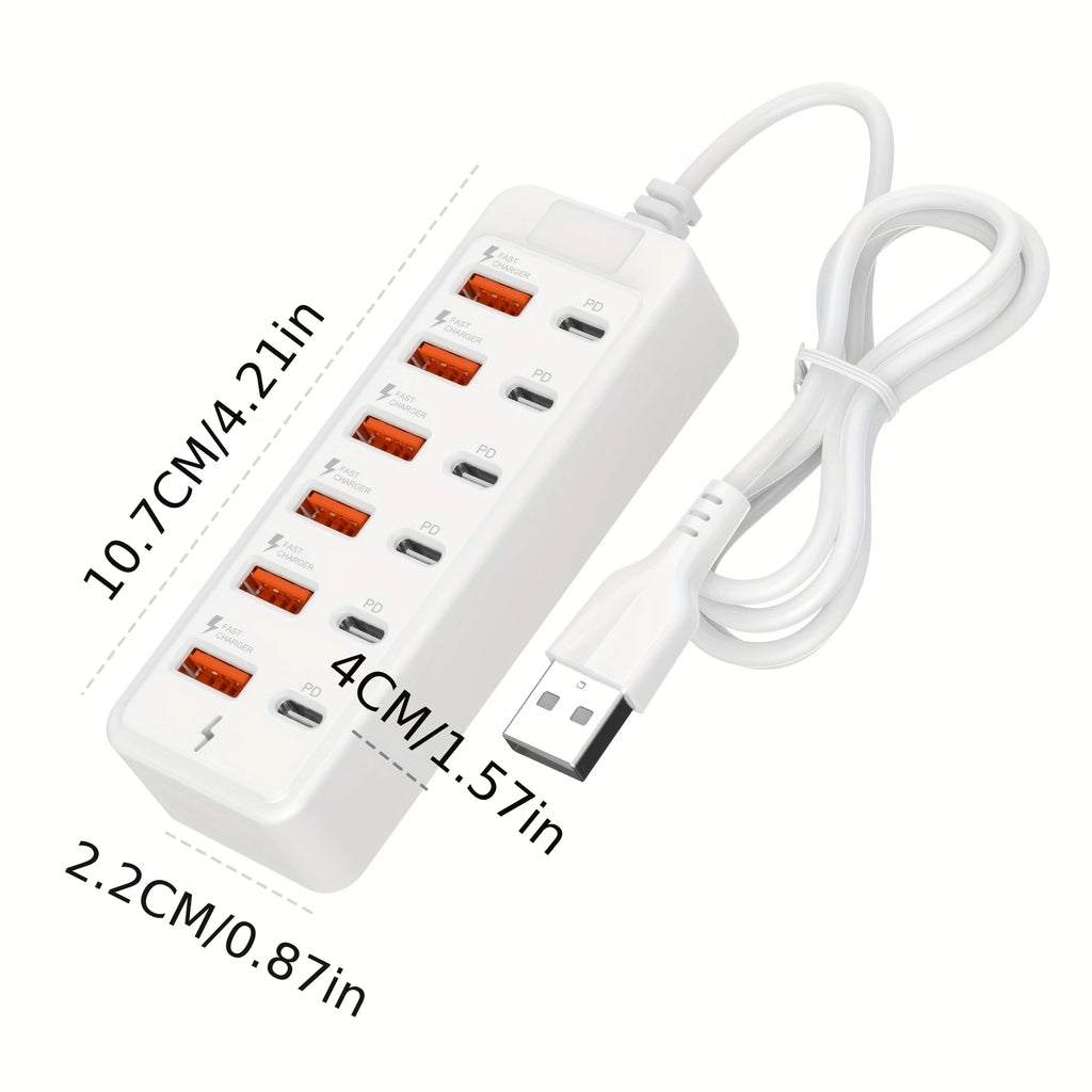 Fast-Charging Multi-Port Charger, 6-Port USB with Individual Ports & Power Indicator, Compatible with USB-C/USB-A Devices Oasis Select