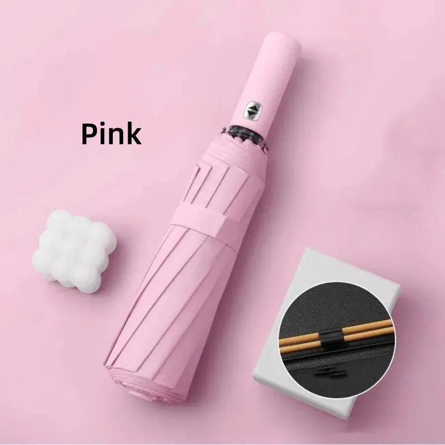 Auto Open Close Compact Travel Umbrella – UV & Rain Protection Compact Travel Umbrella Oasis Select Pink 10K iron