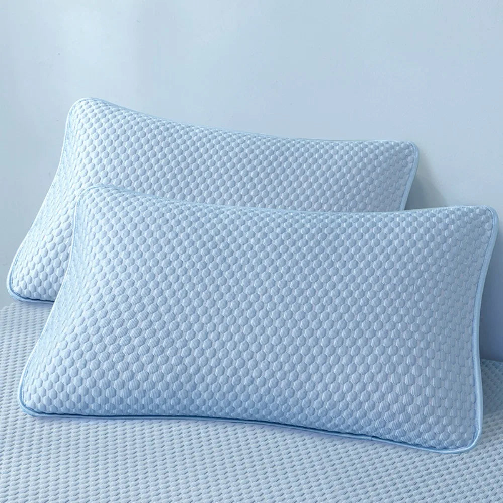 Comfortable Cotton Pillow Cover Isolation layer Anti Mite Pillow Case Protector Waterproof Head oil Pillowcase household Oasis Select Cool feeling-Blue
