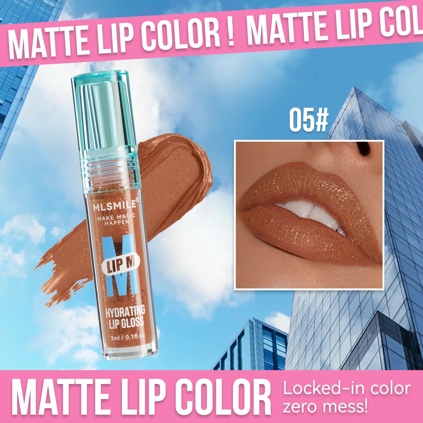 MLSMILE Pearl Nude Lip Gloss – Waterproof & Long-Lasting