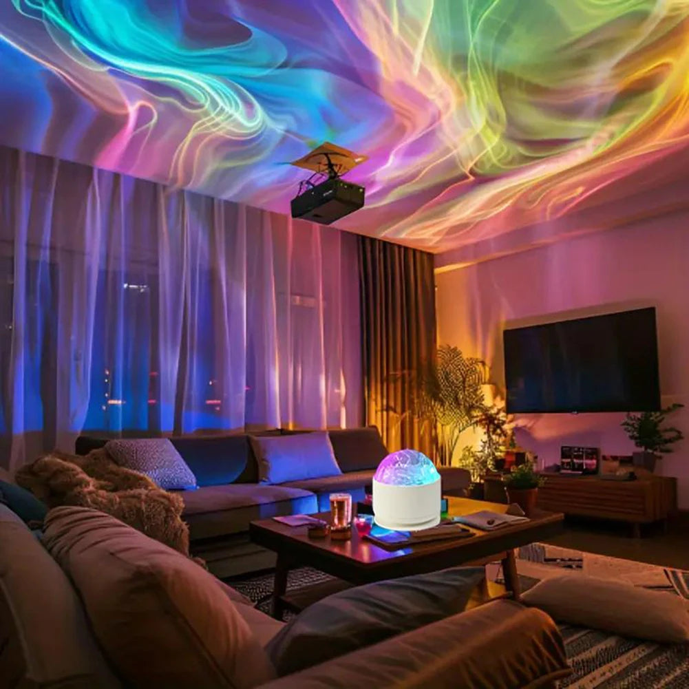 16-Color Aurora Water Ripple Projector Night Light + Remote