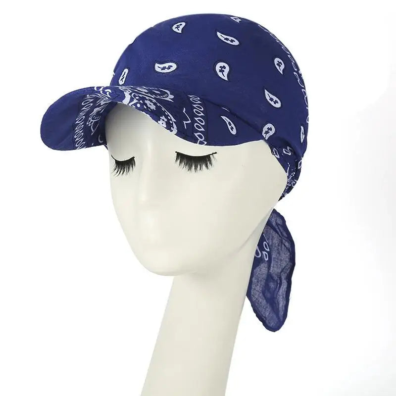 Fashion Wide Brim Baseball Caps Head Scarf Pre-Tied Lightweight Sun Visor Turban Breathable Bandana Scarf Cap Women Outdoor Oasis Select A6