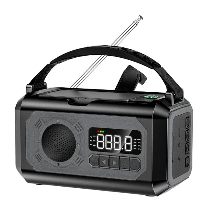 Portable 12000mAh Emergency Radio AM/FM/NOAA Weather Radio Solar Hand Crank Radio Flashlight SOS Alarm Power Bank Reading Lamp Oasis Select Black