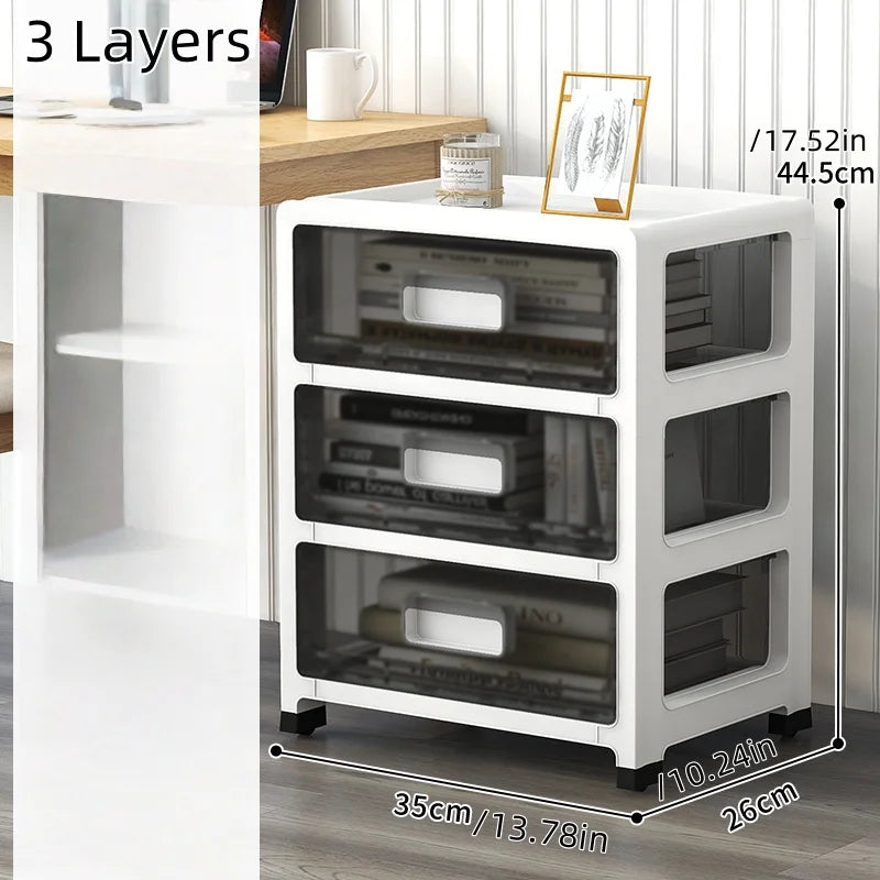 3-6 Tier Storage Cabinet,Large Capacity & Space-Saving Organizer,Transparent Black for Living Room/Bedroom/Study Oasis Select 3 Layers