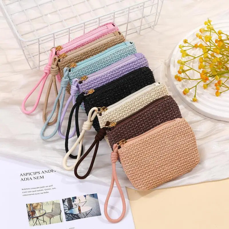 Straw Mini Coin Purse – Zipper Wallet & Card Holder for Women