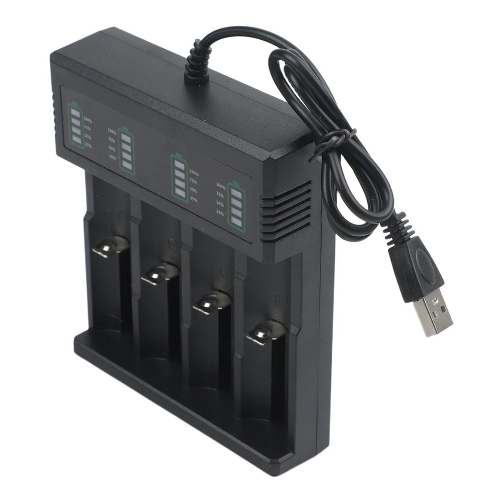 1/2/4Slot USB Smart Battery Charger For 21700 14500 18500 26650 Lithium Battery With LED Indicator Battery Charger Oasis Select