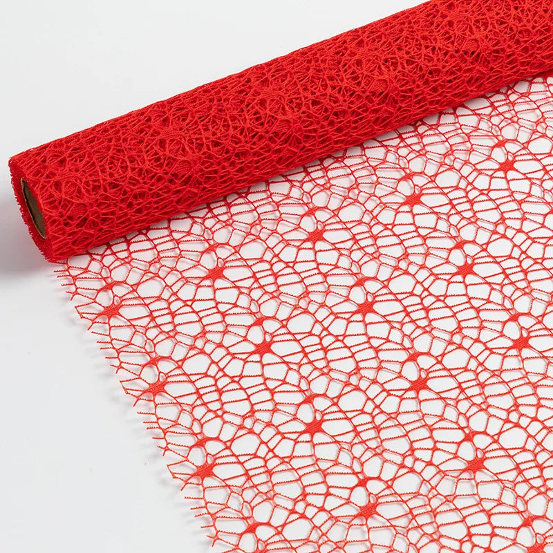 50cm 5yards Flower Wrapping Gauze Bouquet Wrapping Lace Jacquard Net Flower Pattern Mesh Floral Wrapping Paper Valentine's Day Oasis Select Red