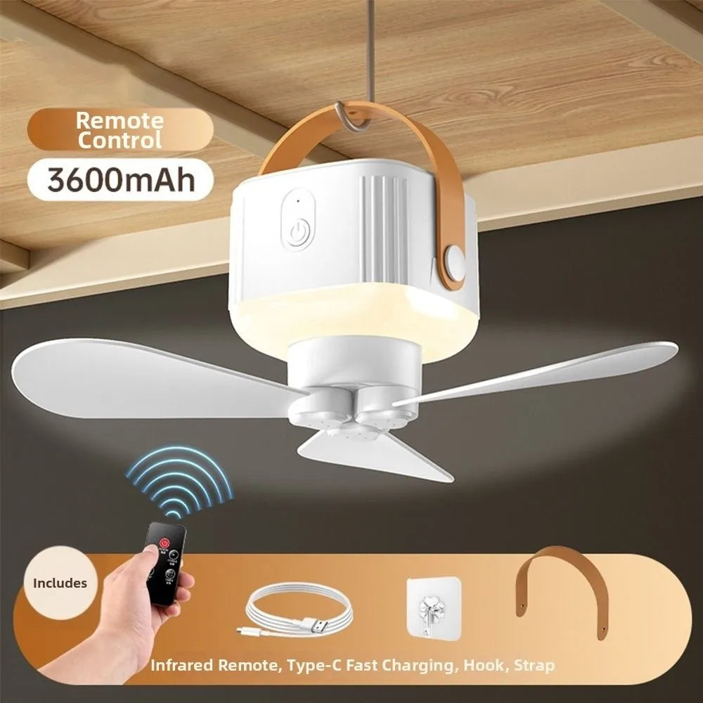 Rechargeable Ceiling Fan Light LED Lighting Remote Control Hanging Fan Light 3 Speed Settings with Remote Control Oasis Select