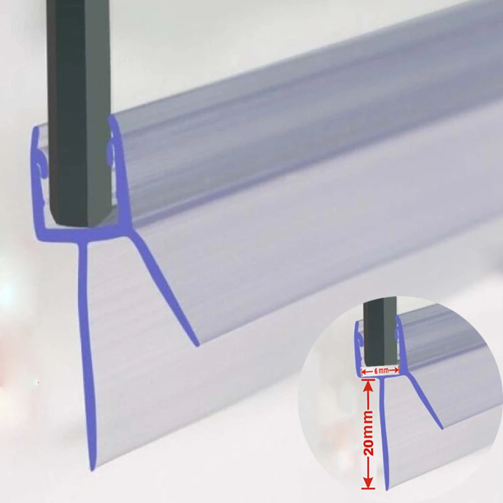 20mm Shower Screen Seal Strip PVC Frameless Glass Door Bottom Weather Stripping Seal Sweep Glue-free Bathroom Hardware For 4-6mm Oasis Select