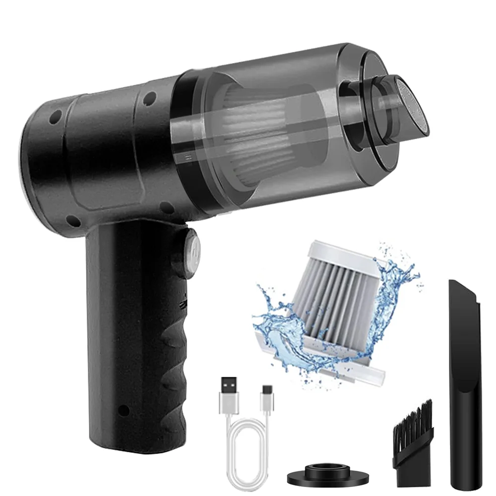 15000PA Compressed Air Dust Collector Handheld vacuum cordless High power, car vacuum cleaner Hairdryer Mini portable Oasis Select black