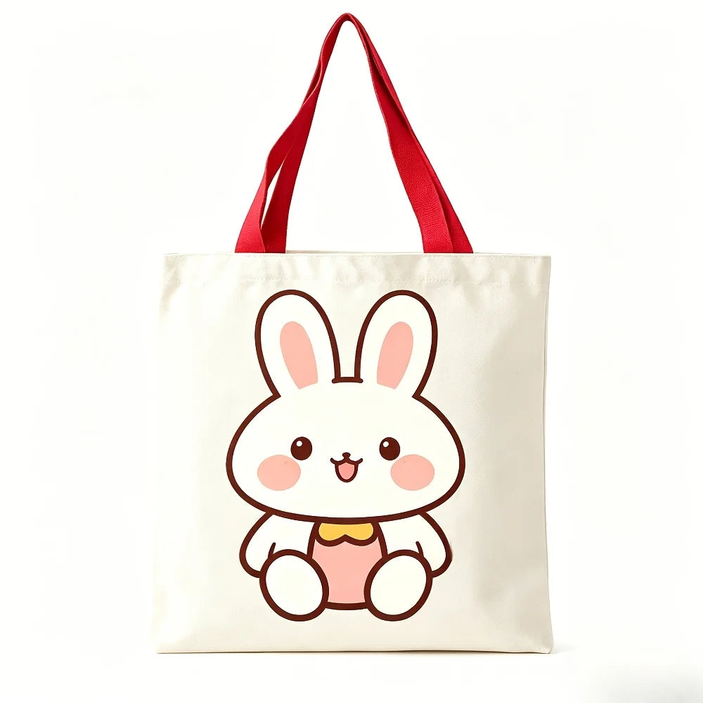 Cute Red Heart Yellow Chick Print Canvas Tote Bag Eco Reusable Shopping Shoulder Bag For Daily Grocery Market Oasis Select Deep red
