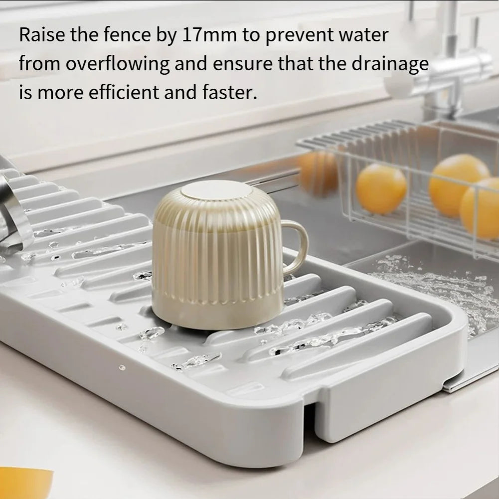 Kitchen Sink Splash Guard Silicone Drainage Mat Dish Soap Dispenser Sponge Holder Mat For Kitchen Sinks Narrow Edge Oasis Select
