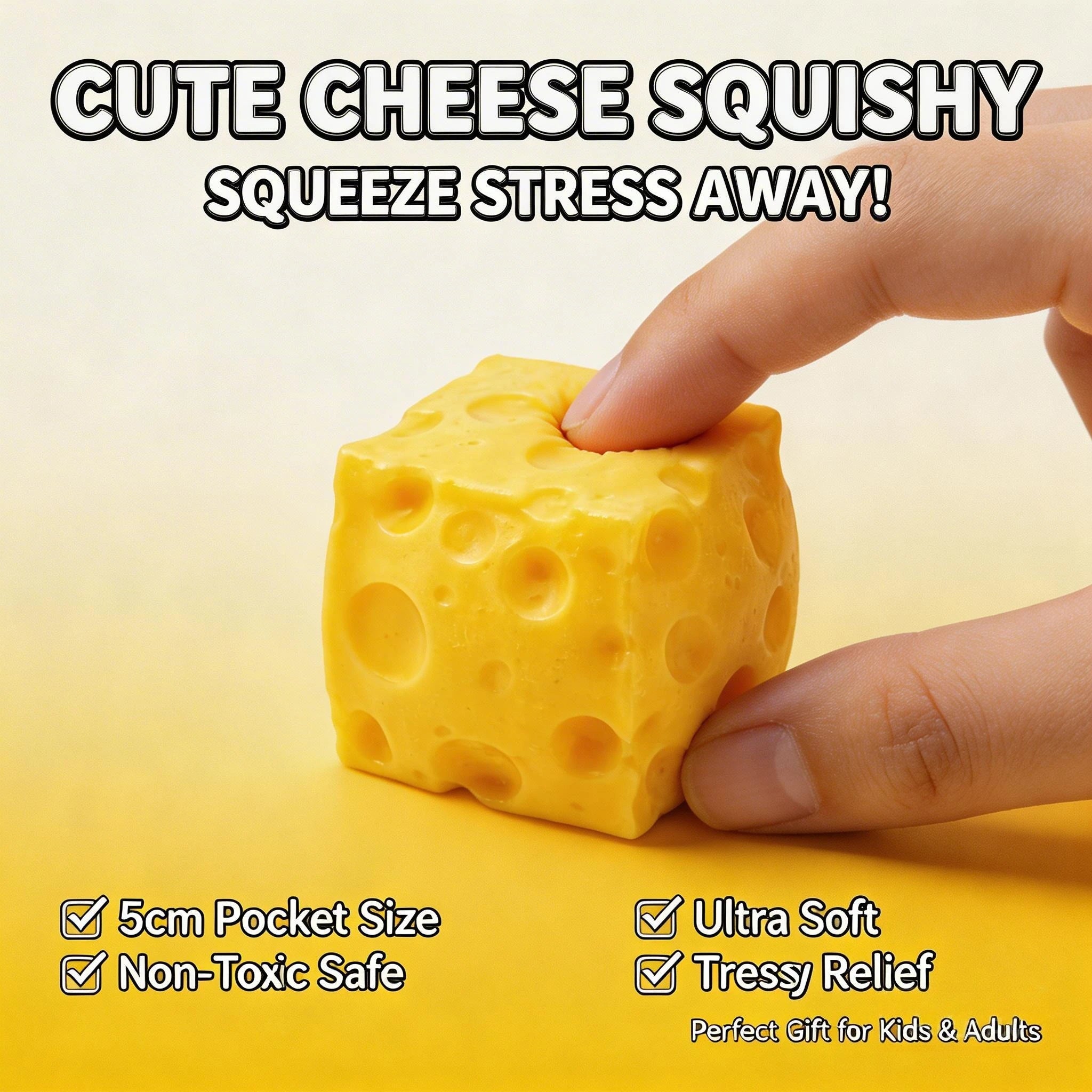 Yellow Cheese Squeeze Toy Realistic Design Soft and Resilient Small and Portable Stress Relief Toy Party Gift Oasis Select