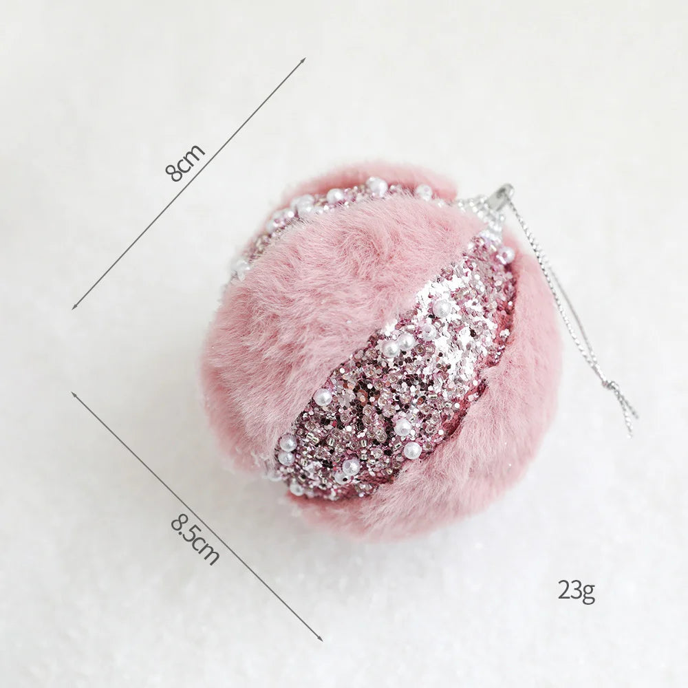 Christmas Tree Ornaments Pink Foam Ball Bow Tree Top Star Xmas Tree Hangings Pendant Party Decorations Supplies 2025 New Year Oasis Select Ball 5