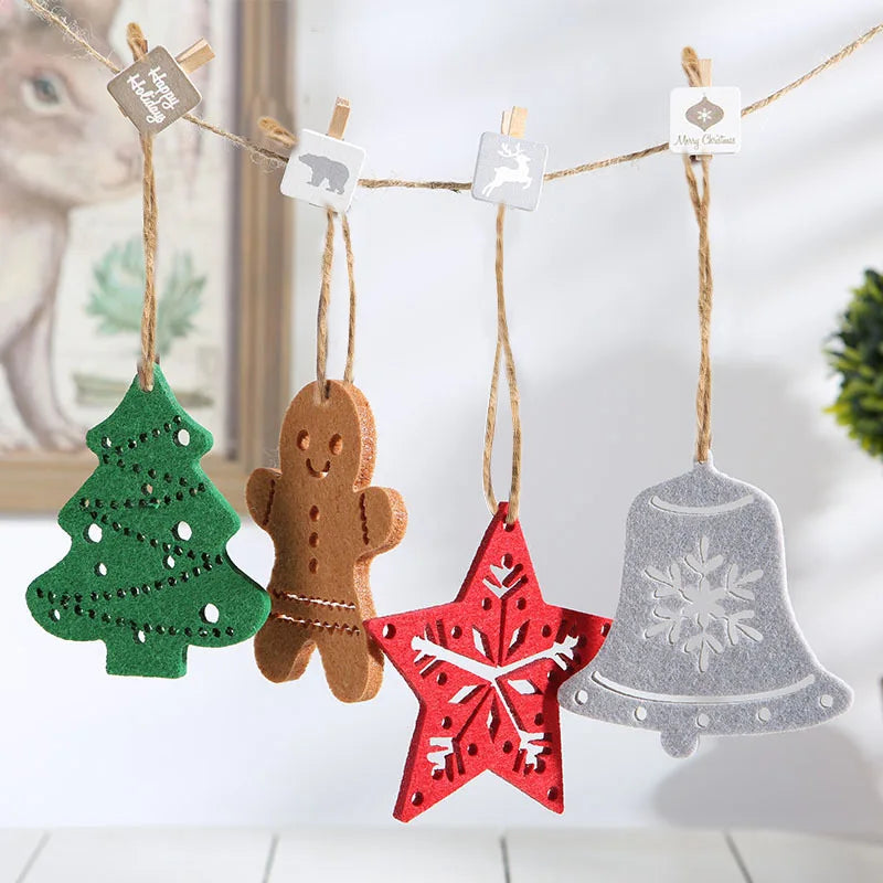 Christmas Gingerbread Man Felt Pendant Christmas Tree Snowflake Christmas Decoration Non-woven Fabric Hanging Decoration Oasis Select