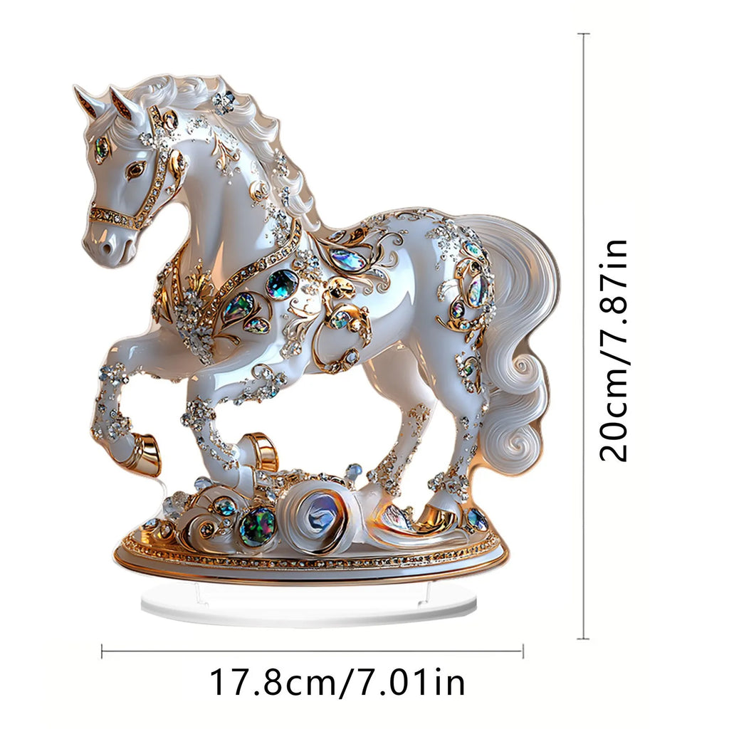 New 2026 Year of the Horse Zodiac Desktop Ornament 2D Flat Acrylic Horse Tabletop Sculpture Living Room Office Home Decoration Oasis Select Style 5