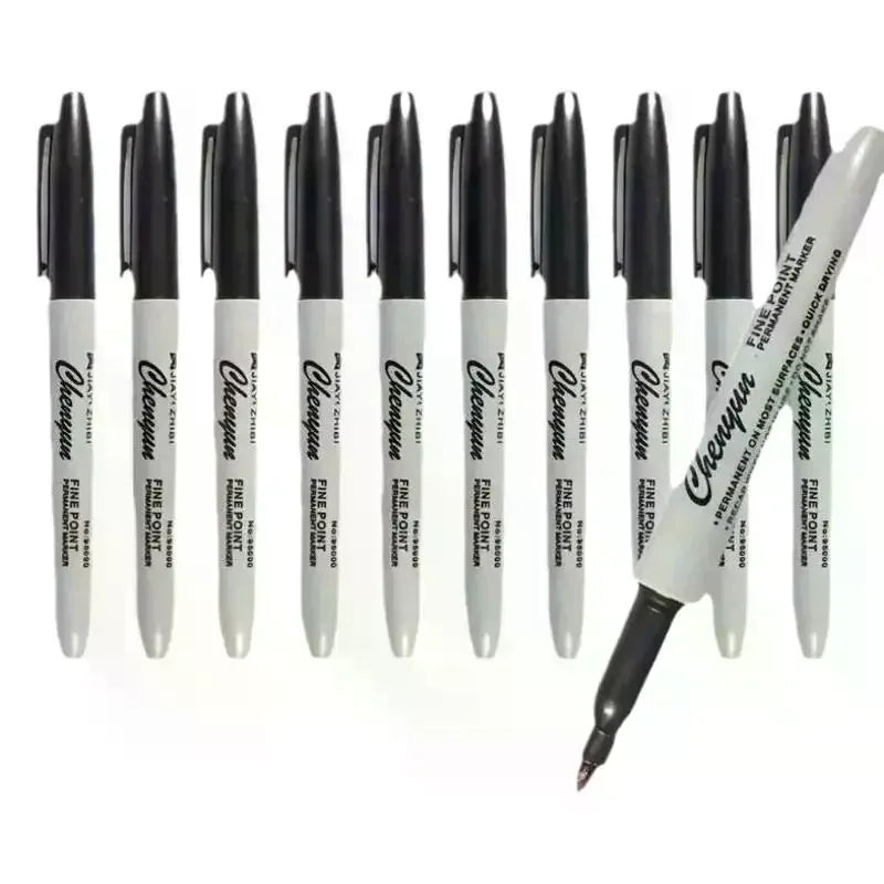 Black Permanent Marker Pens – Fine Tip, Waterproof, Quick Dry