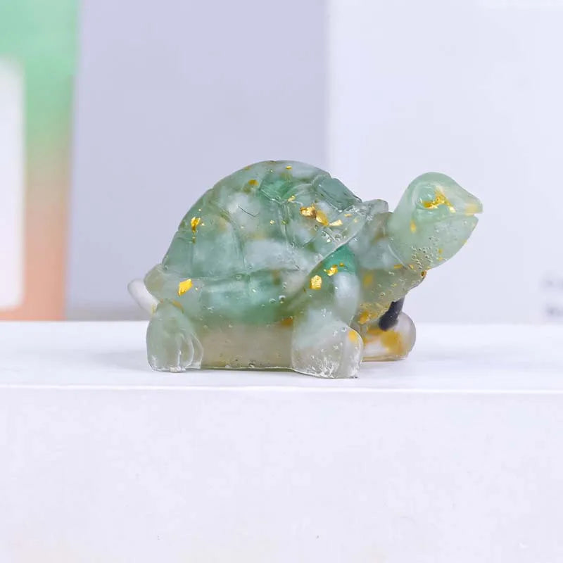 Turtle Natural Crushed Stone Decorative Ornament Crystal Raw Stone Animal Resin Drip Glue Craft Creative Jewelry Accessories Oasis Select 3