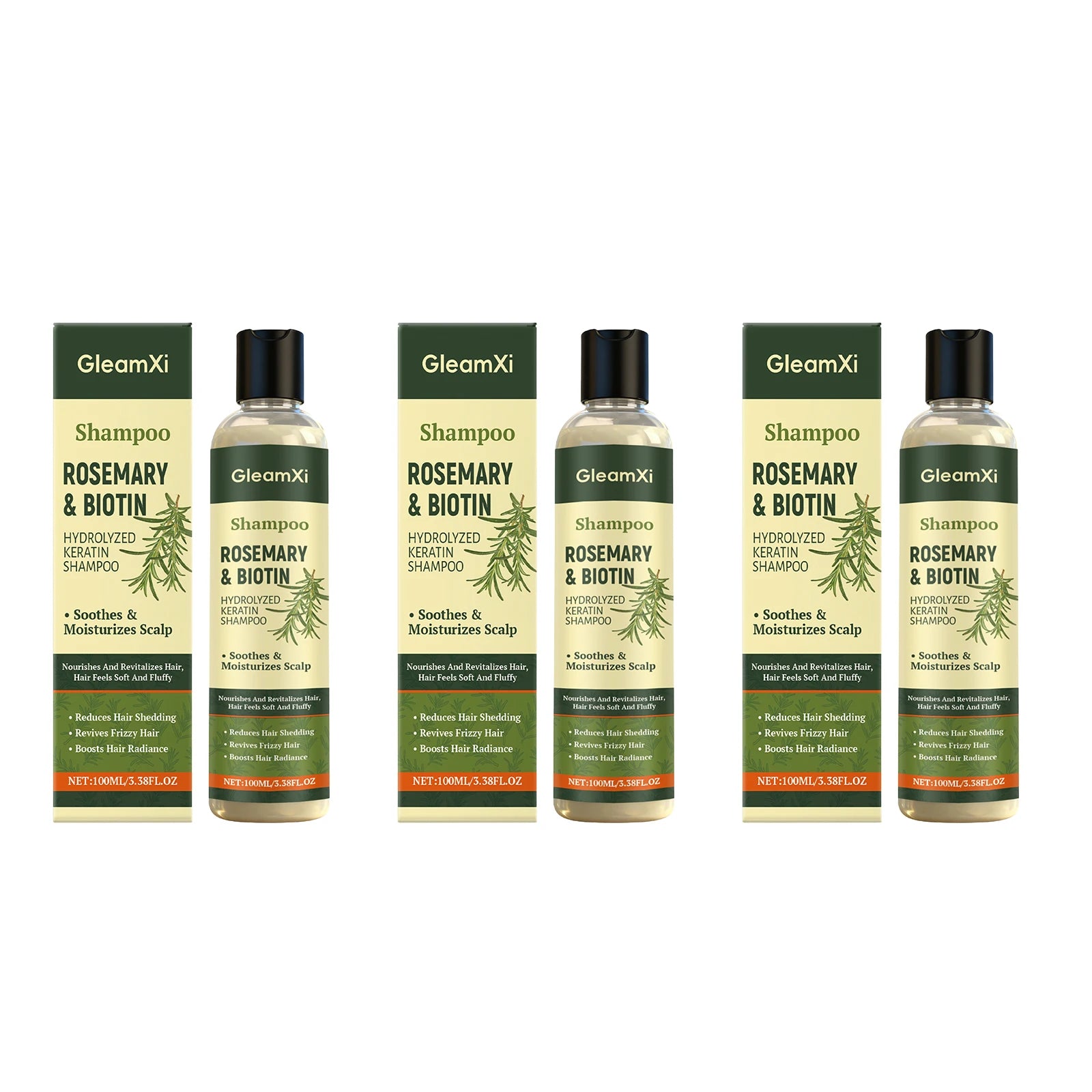 Organic Rosemary Biotin Shampoo Hair Thickening Strengthening Shampoo Deep Nourishing Volumizing Anti Dandruff Hair Care Product Oasis Select 3X100ML