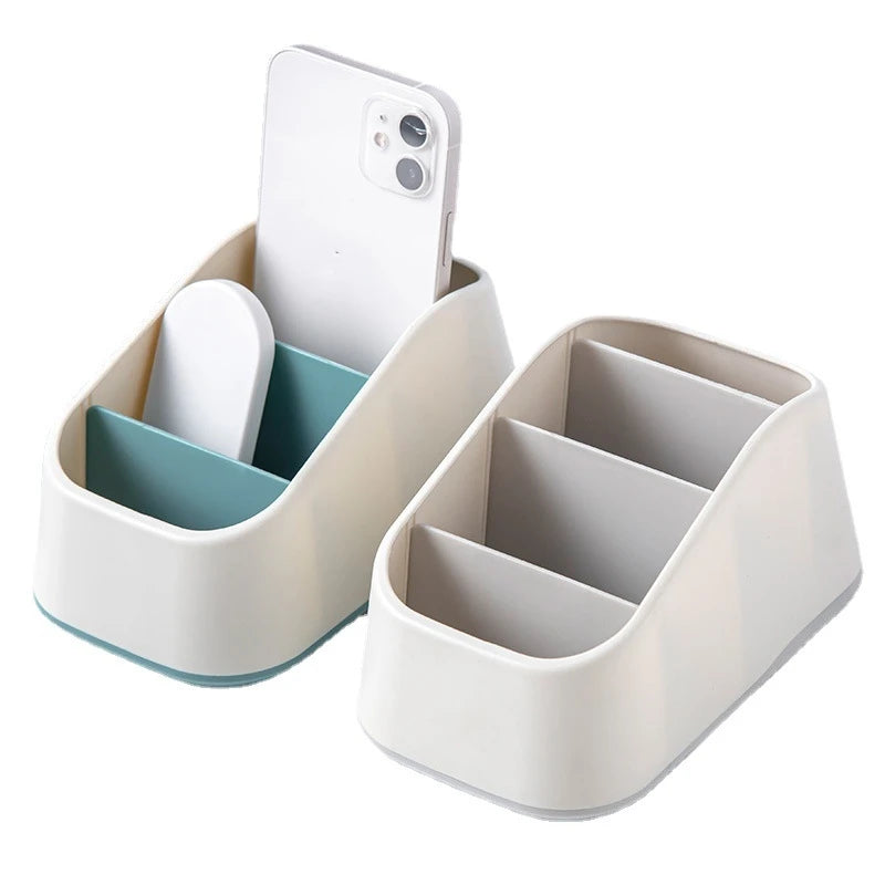 Remote Control Holder 4 Slot Desktop Storage Box Tv Remote Control Phone Trapezoidal Basket Stationery Organizer Case Home Hotel Oasis Select