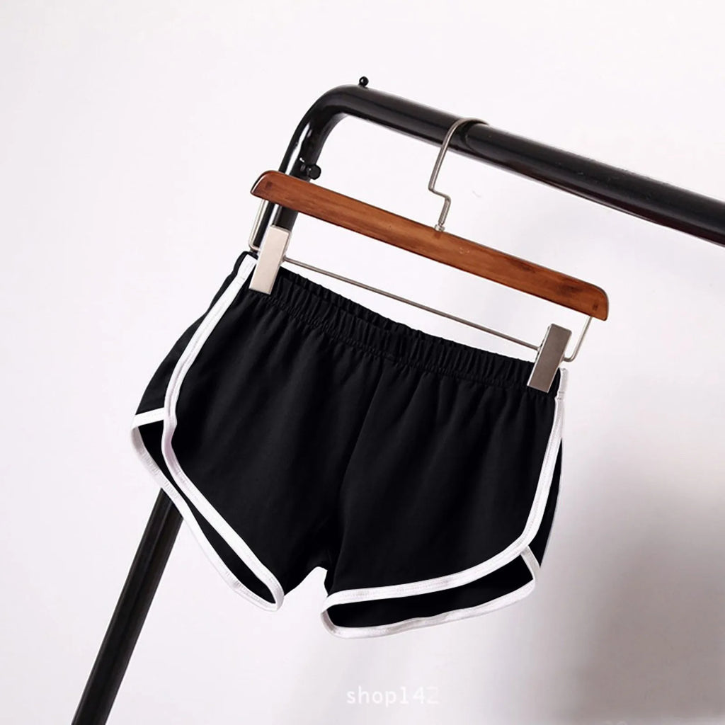 Sports Shorts Women Summer New Candy Color Anti Emptied Skinny Shorts Casual Lady Elastic Waist Beach Correndo Short Pants Oasis Select Black XL