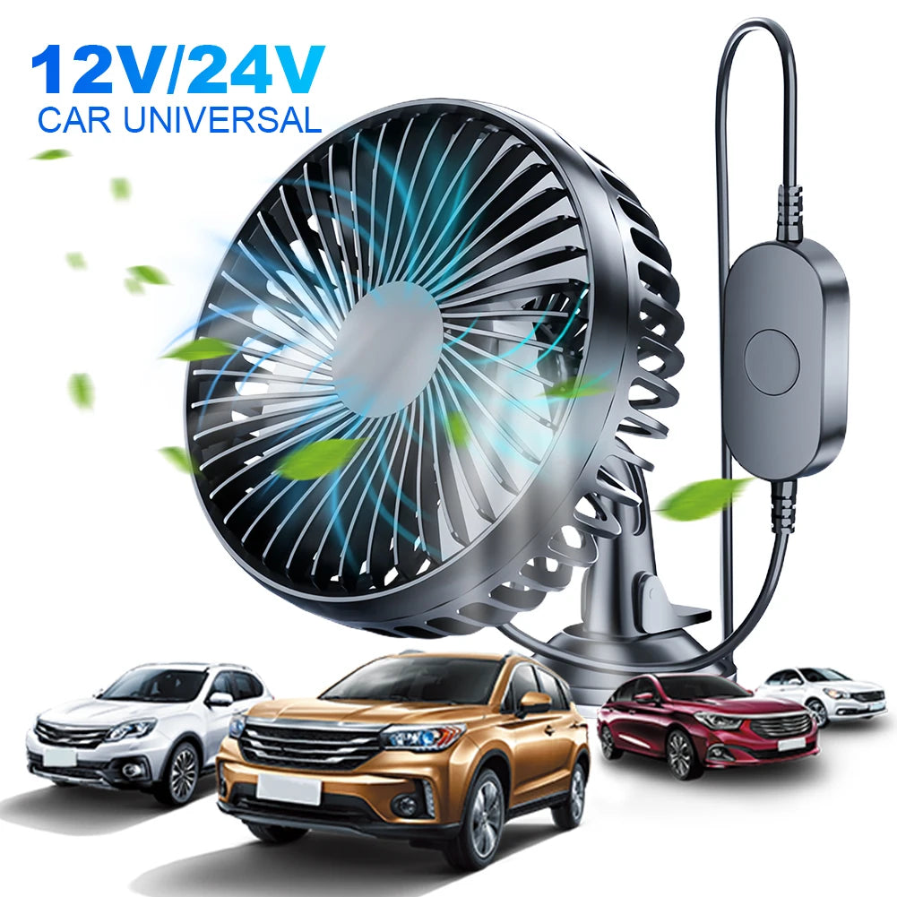 USB Car Dashboard Cooling Fan 12V/24V with Suction Cup Single Head Car Fan 360 Degree All-Round Auto Cooler for Car Truck SUV RV Oasis Select United States