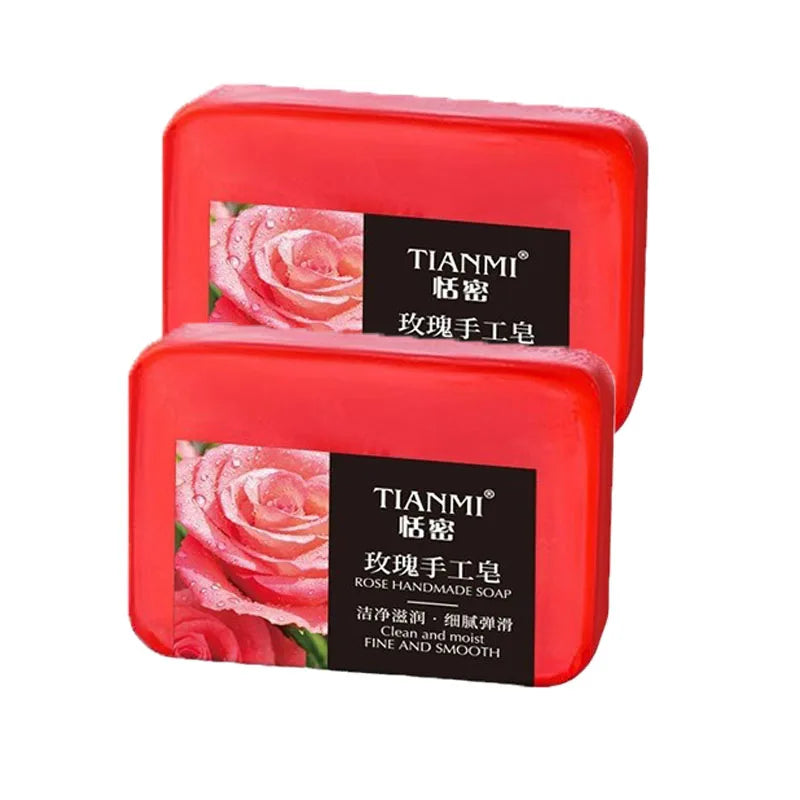 2PCS Rose-Flavored Handmade Essence Soap, Bath and Makeup Removal Handmade Soap, Hydrating and Moisturizing Cleanser Oasis Select