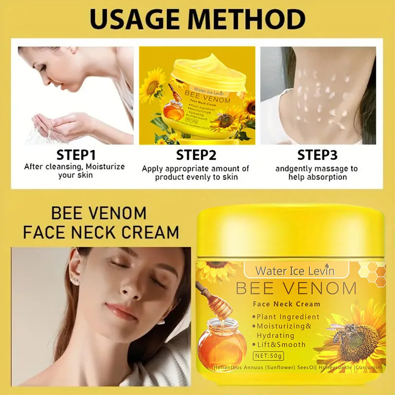 Bee venom Neck cream Moisturizing Sagging Improvement Reduce Fine Lines Damaged Skin Repair Facial Cream Nourishing Skin Care Oasis Select