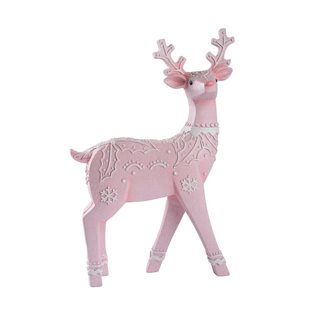 Christmas Reindeer Statue Xmas Elk Figurine Party Ornament Animal Adornment Holiday Decoration Deer Sculpture for Indoor Desk Oasis Select B